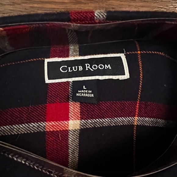 NWT Club Room Plaid Long Sleeve Flannel Blue & Red Size Large - Picture 4 of 10